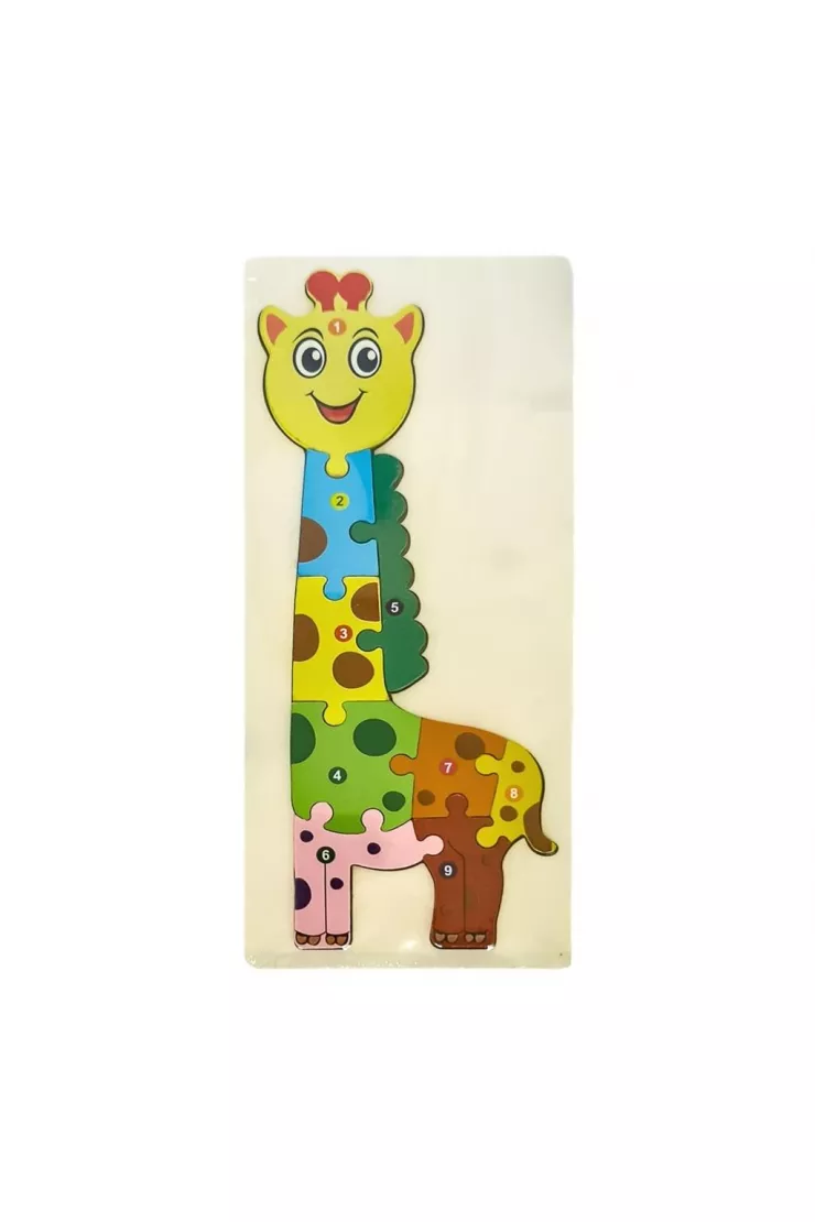 Puzzle drewniane kids z cyframi Żyrafa