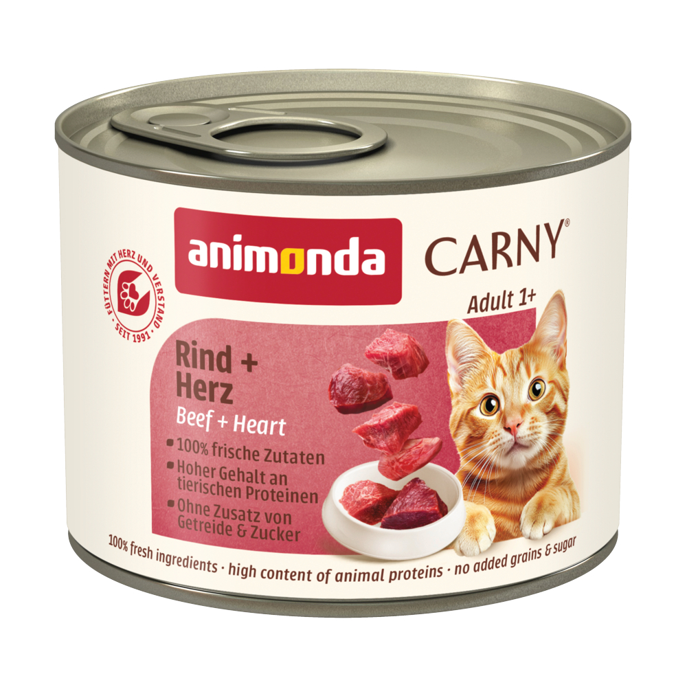 Korzystny pakiet animonda Carny Adult, 12 x 200 g - Wołowina i serca