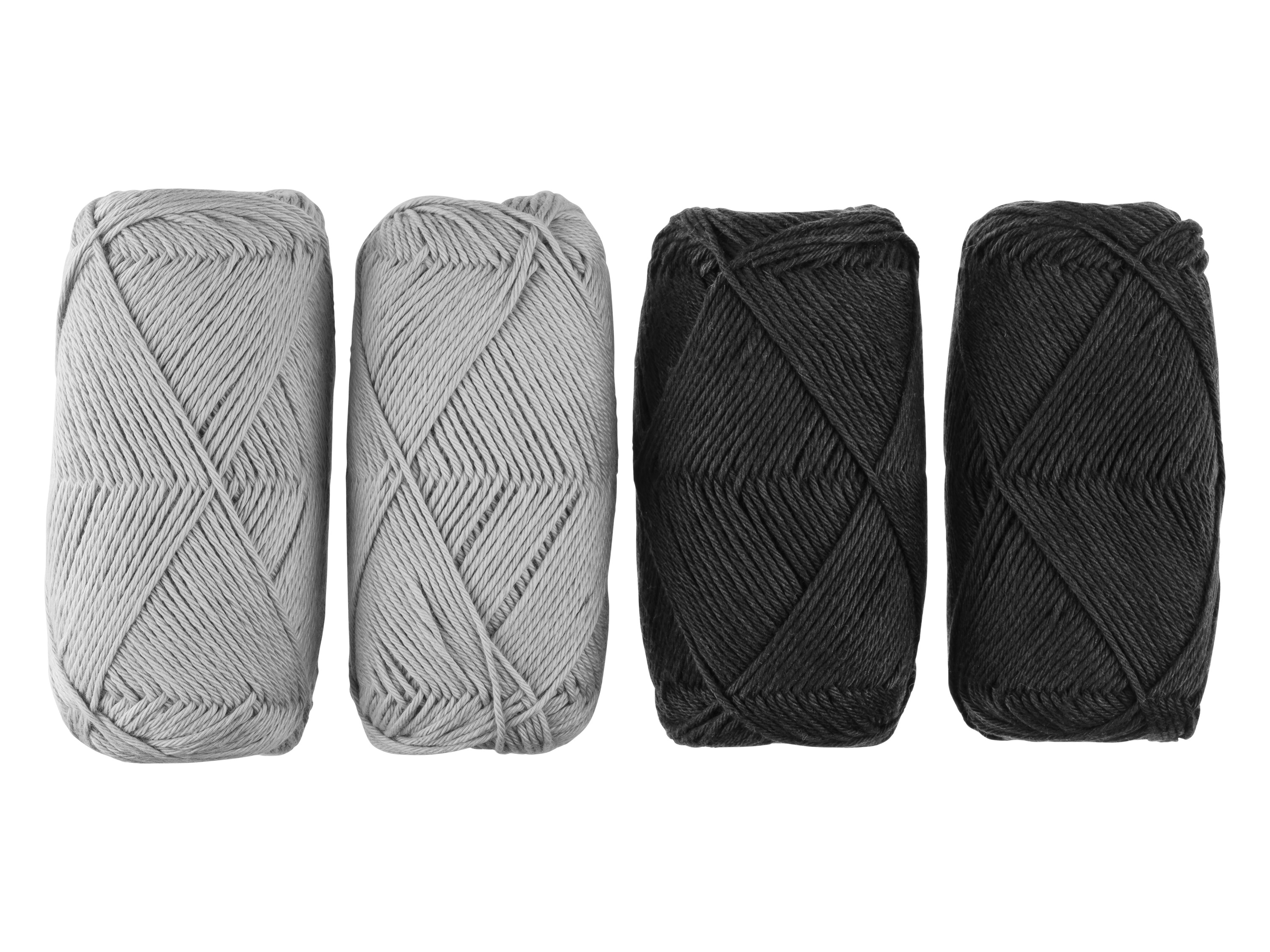 crelando® Zestaw bawełnianej przędzy, 4 x 50 g (Szary/ czarny) miniaturka