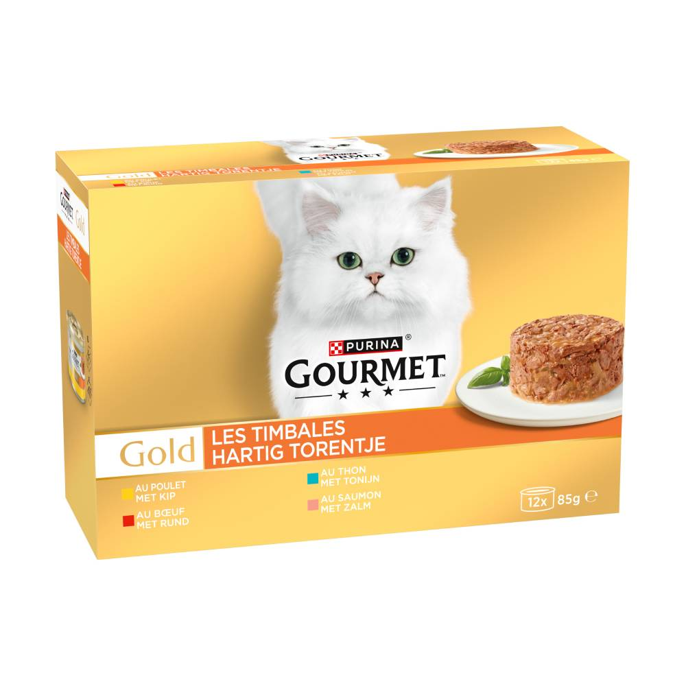 Gourmet Gold Ragout, w sosie, 12 x 85 g - Pakiet mięsny (kurczak, wołowina, tuńczyk, łosoś)