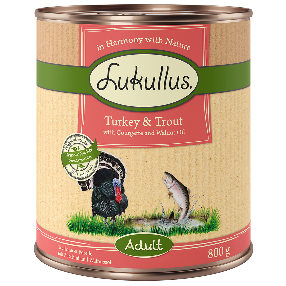 Megapakiet Lukullus Naturkost, 24 x  800 g - Indyk i pstrąg (bez zbóż)