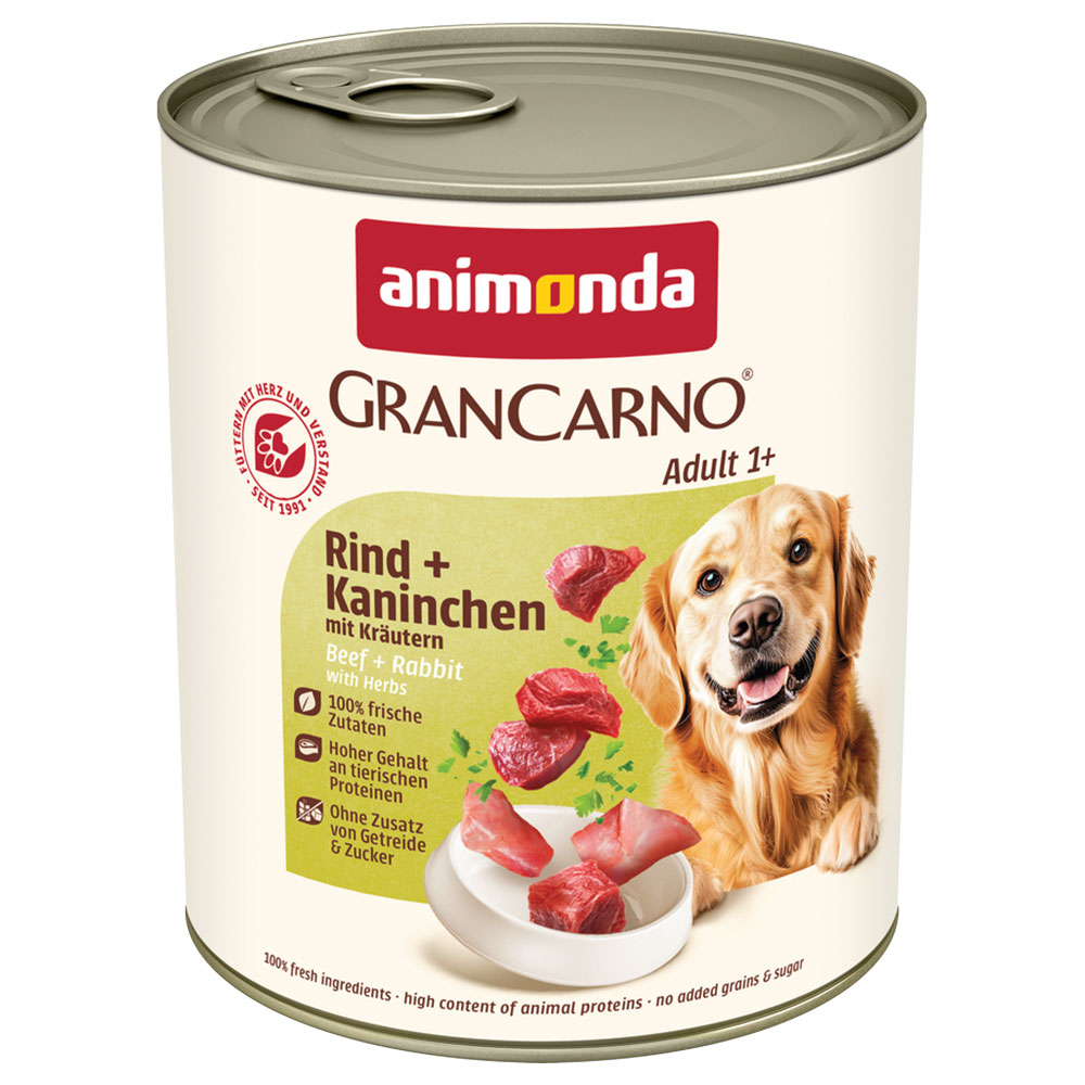 animonda GranCarno Original Adult, 6 x 800 g - Wołowina i królik z ziołami