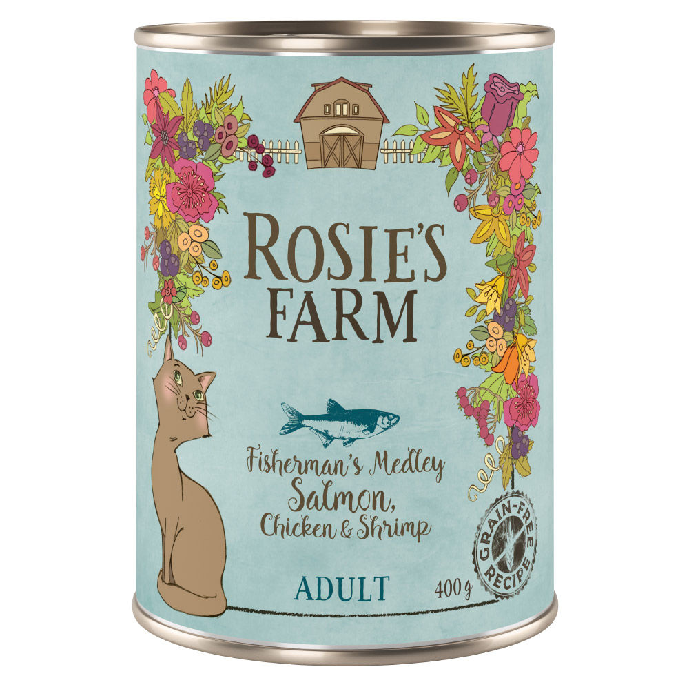 Pakiet Rosie's Farm Adult, 12 x 400 g -  Łosoś i kurczak z krewetkami