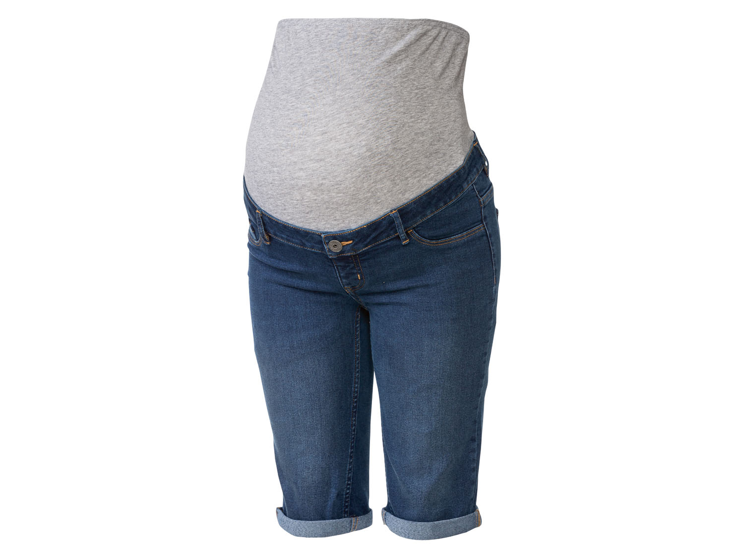 esmara® Szorty jeansowe damskie ciążowe z elastycznym pasem (Ciemnoniebieski, 40)