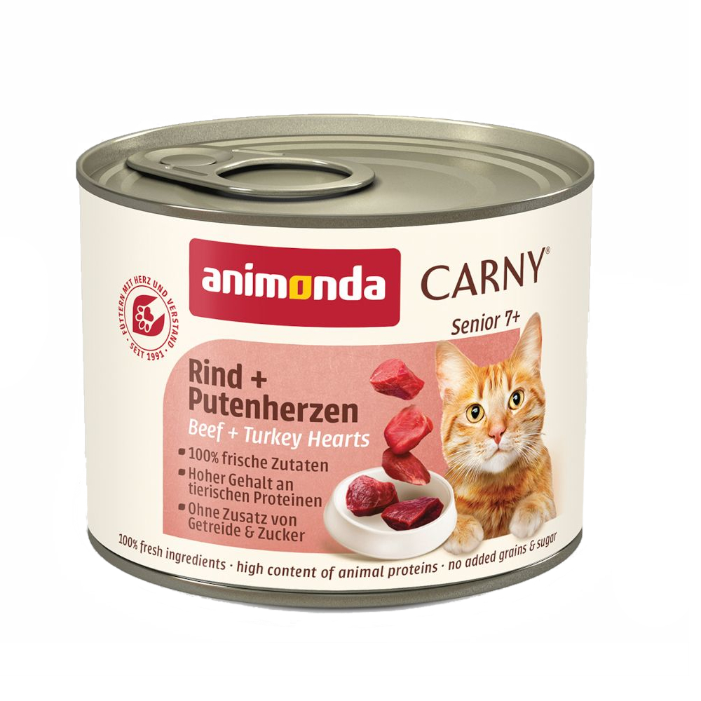 animonda Carny Senior, 6 x 200 g - Wołowina z sercami indyczymi