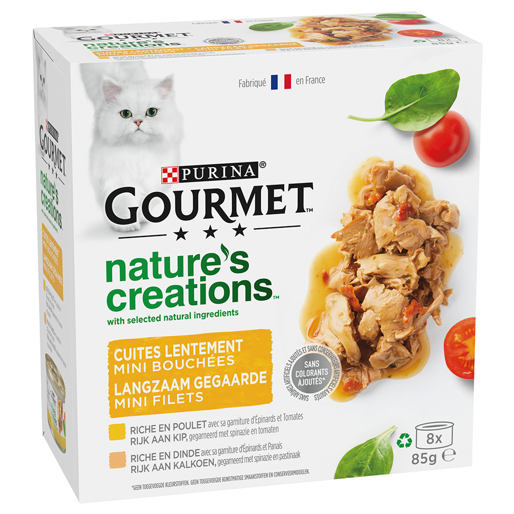 18 + 6 / 24 + 8 / 36 + 12 gratis! Gourmet, karma mokra dla kota, 24 x 50 g / 32 x 85 g / 48 x 85 g - 32 x 85 g Nature's Creations w puszkach: kurczak i indyk  (24 + 8 gratis!)