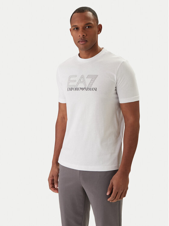 EA7 Emporio Armani T-Shirt 7M001307 AF10375 Biały Regular Fit