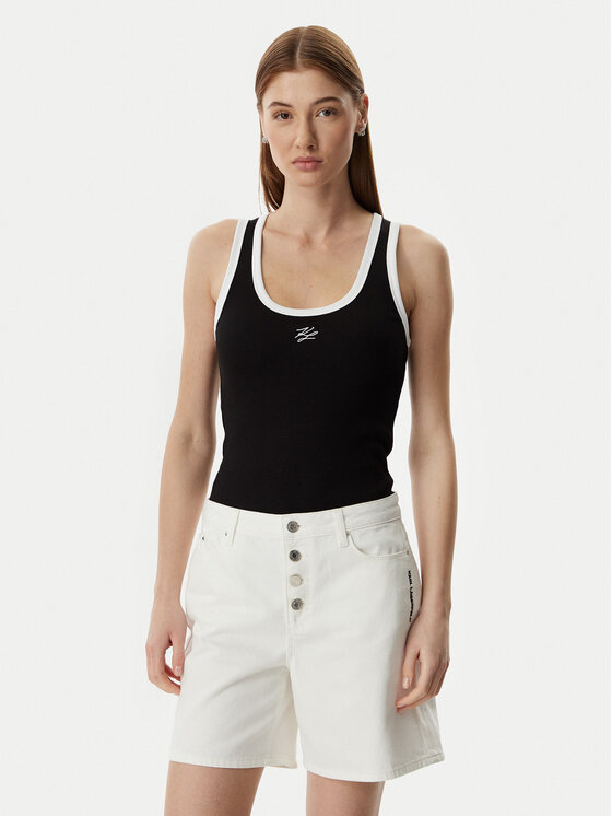 KARL LAGERFELD Szorty jeansowe B2W10048 Kremowy Loose Fit