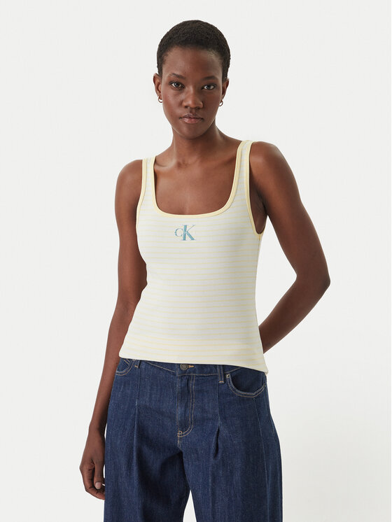 Calvin Klein Jeans Top LV047F832G Żółty Slim Fit