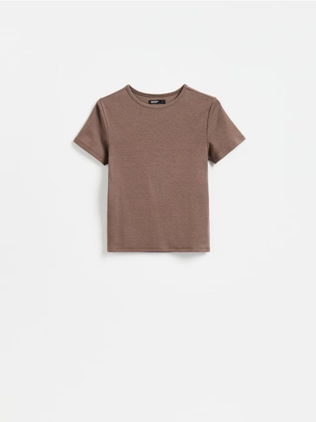 Reserved - T-shirt z modalem - brązowy