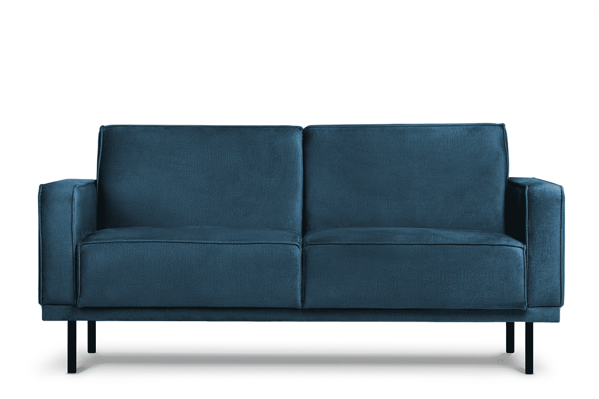 Prosta sofa dwuosobowa na metalowych nóżkach granatowa BARO