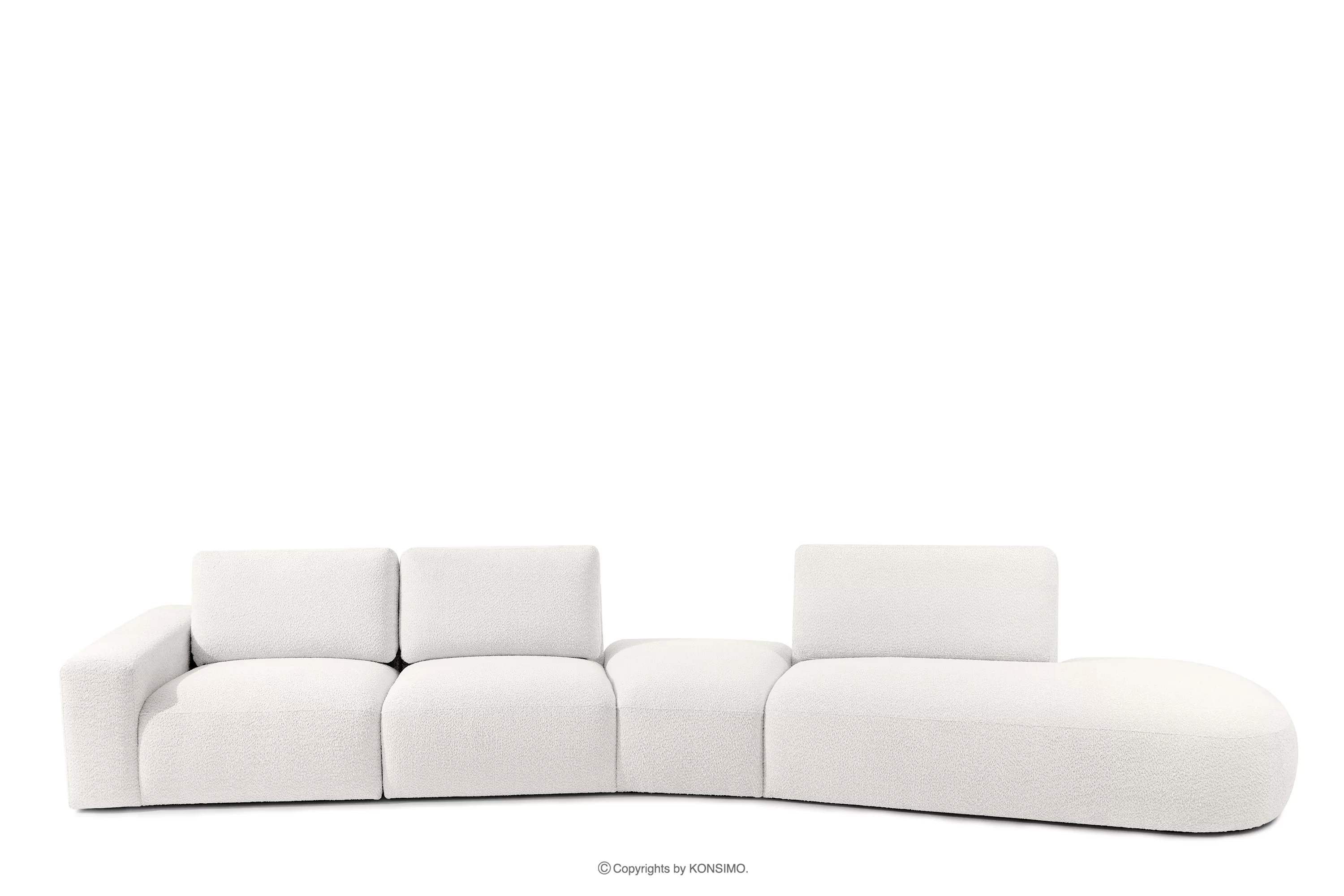 Narożnik organic do salonu w tkaninie boucle ecru ZUCCO