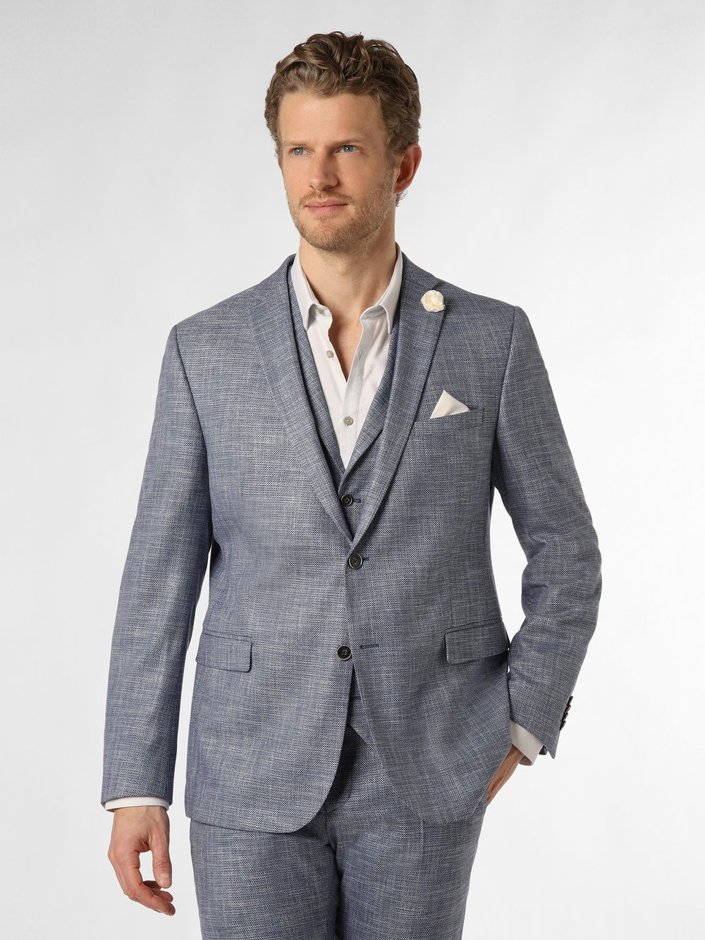 Finshley & Harding Męska kurtka modułowa - Steven Mężczyźni Modern Fit wiskoza niebieski, 98