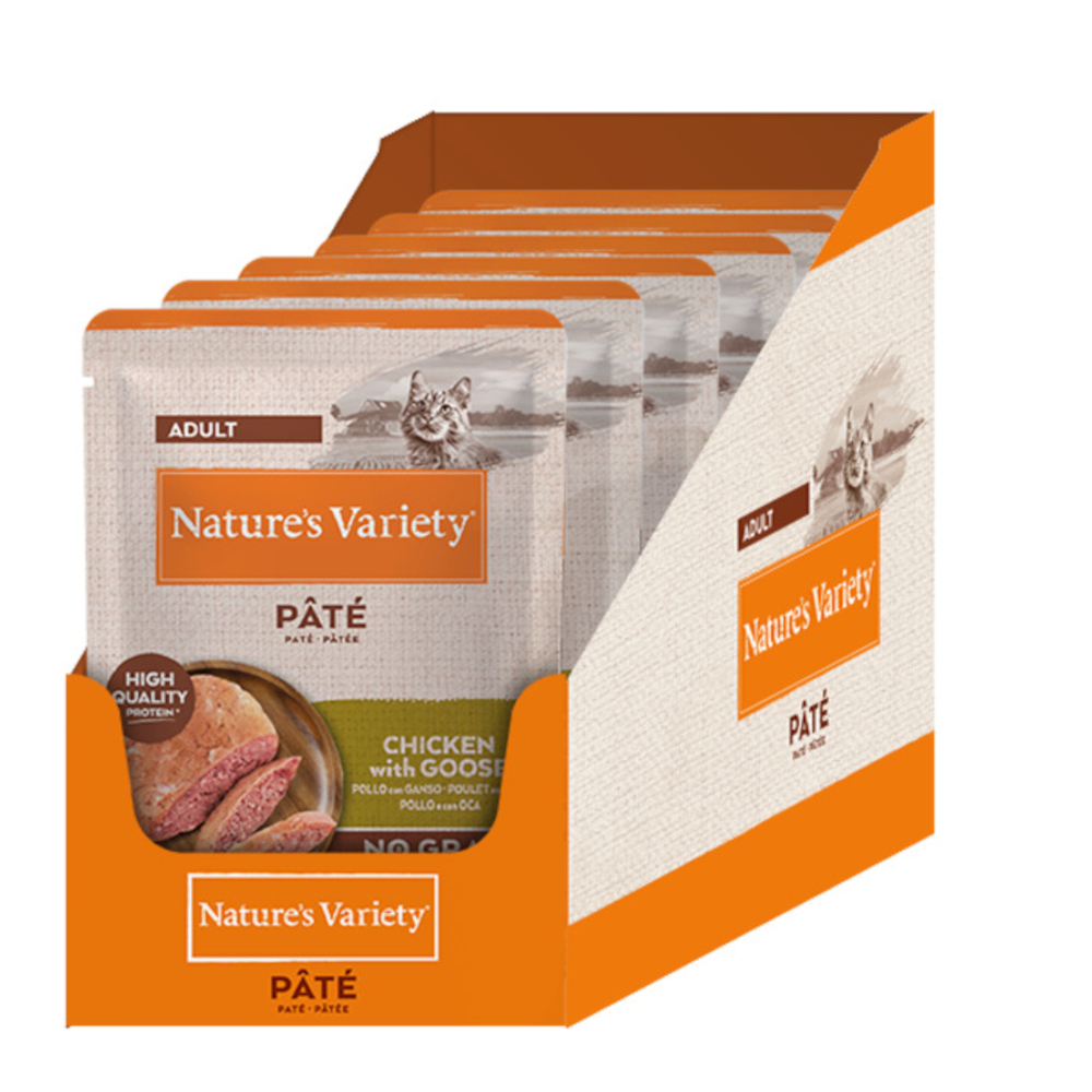 38 + 10 gratis! Nature's Variety, karma mokra dla kota, 48 x 70 g / 48 x 85 g - Pâté No Grain Adult, Kurczak i gęś, 48 x 70 g