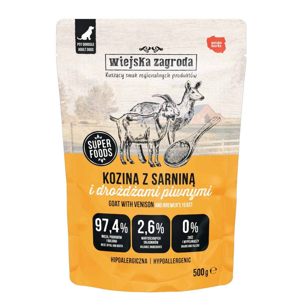 Korzystny pakiet Wiejska Zagroda dla psa, saszetki, 2 x 500 g - Kozina z sarniną