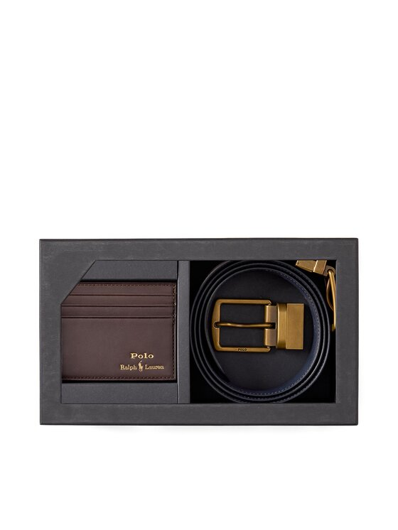 Polo Ralph Lauren Zestaw etui na karty i pasek 405880721002 Brązowy