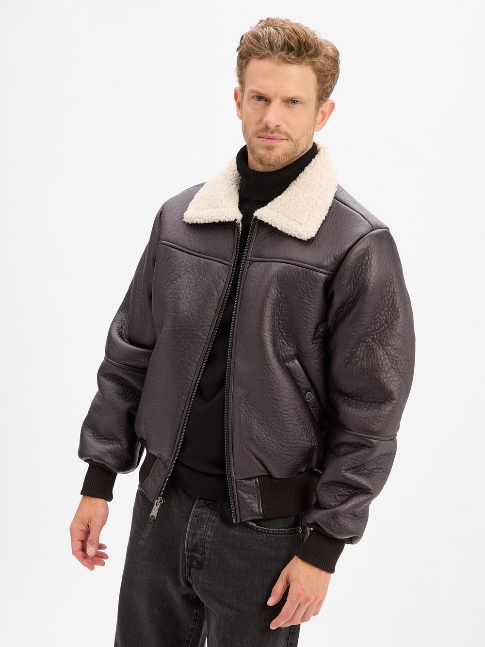 Alpha Industries Męska kurtka z imitacji skóry Mężczyźni Sztuczne włókno czarny, XL
