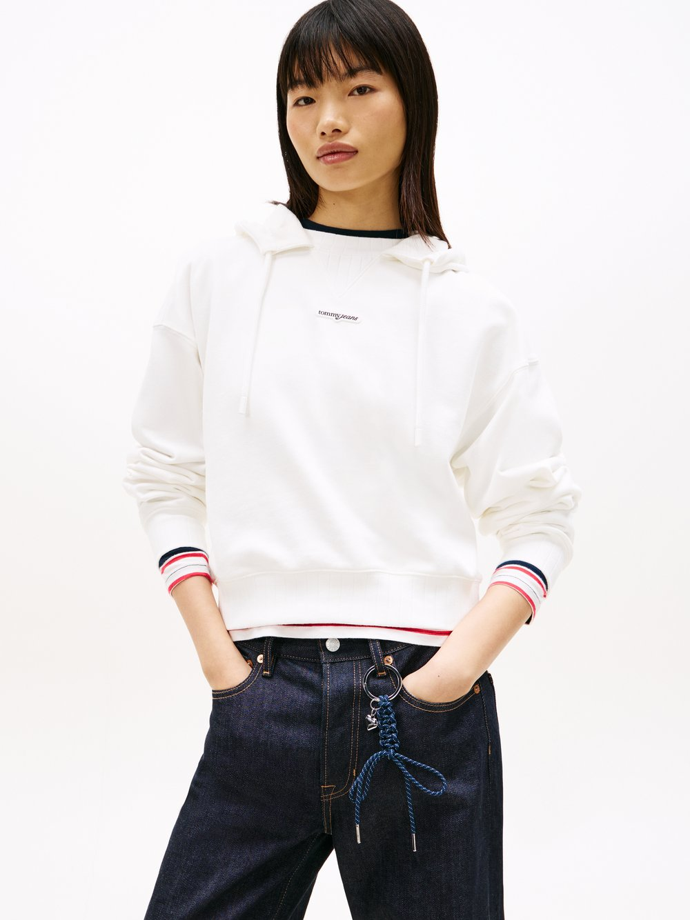 Tommy Jeans Damski sweter z kapturem Kobiety Bawełna biały, XS