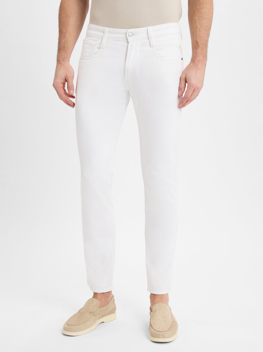 Replay Dżinsy slim fit - Anbass Mężczyźni Bawełna biały jednolity, 34-30