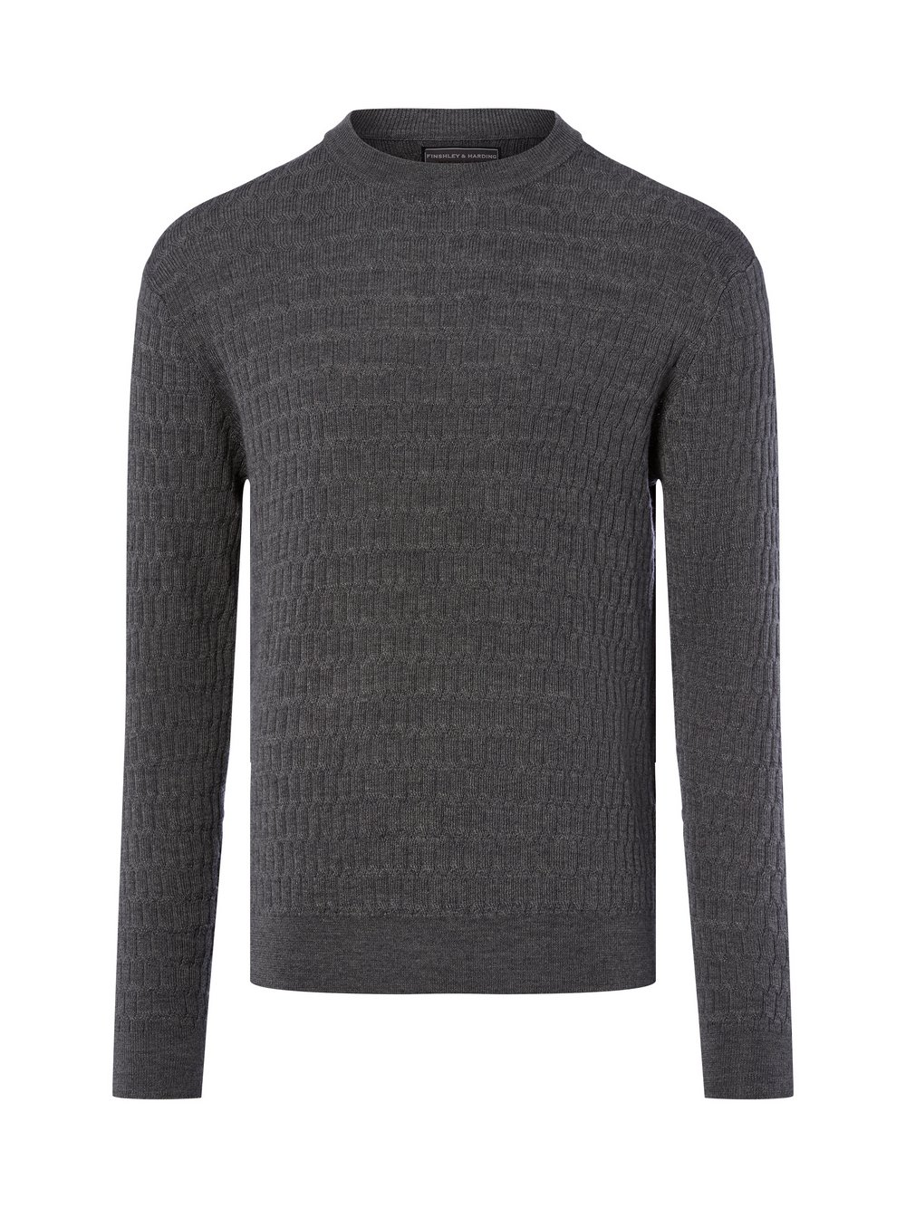Finshley & Harding Męski sweter z dzianiny Mężczyźni Wełna merino szary, XXL
