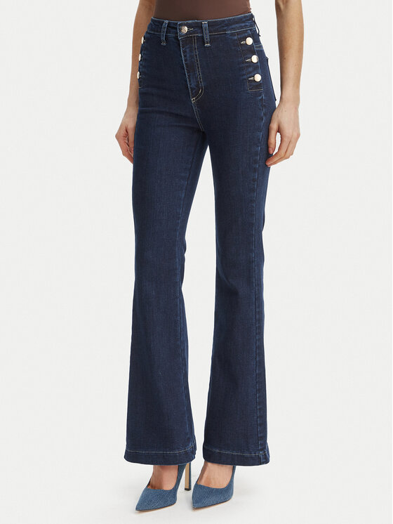Rinascimento Jeansy CFC0127397003 Granatowy Flare Fit