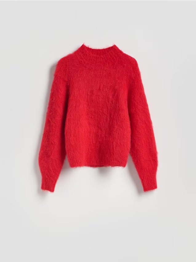 Reserved - Sweter z alpaką - czerwony