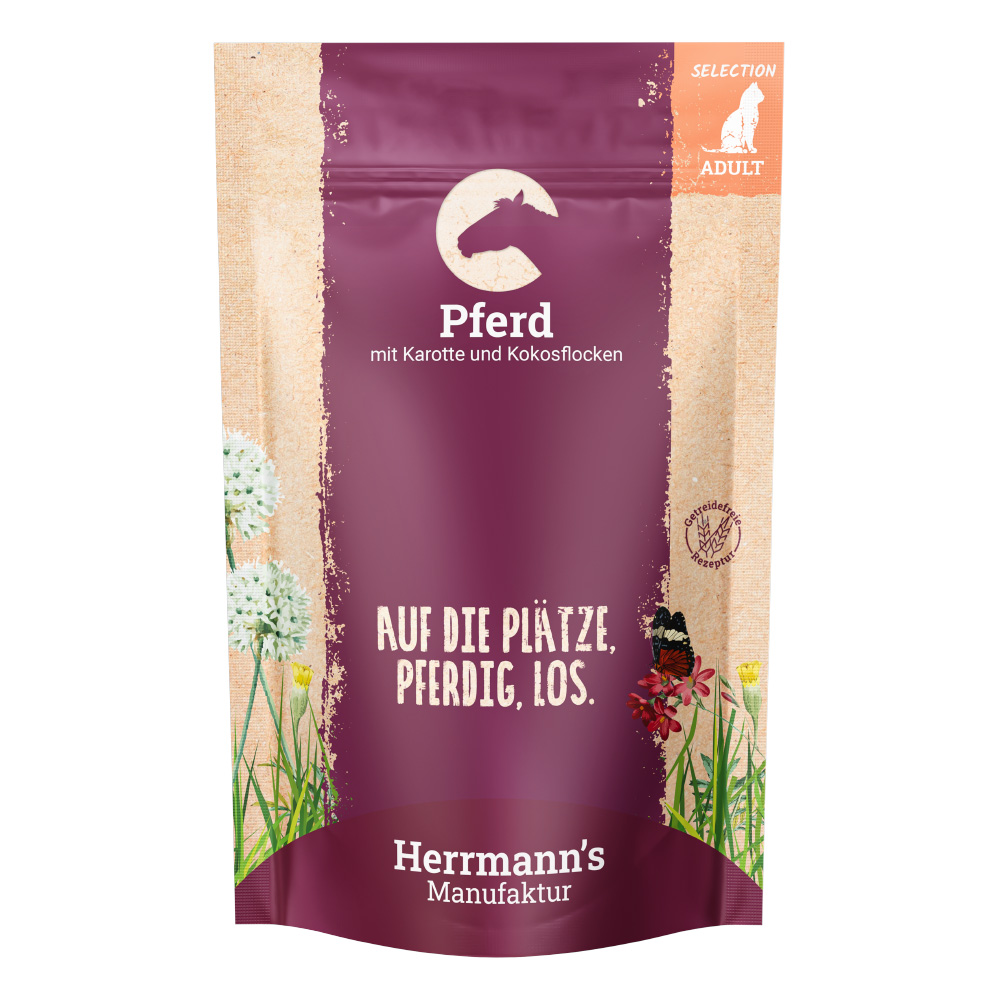 Herrmanns Selection / Bio-Selection, 12 x 100 g - Konina z biomarchewką i biopłatkami kokosowymi