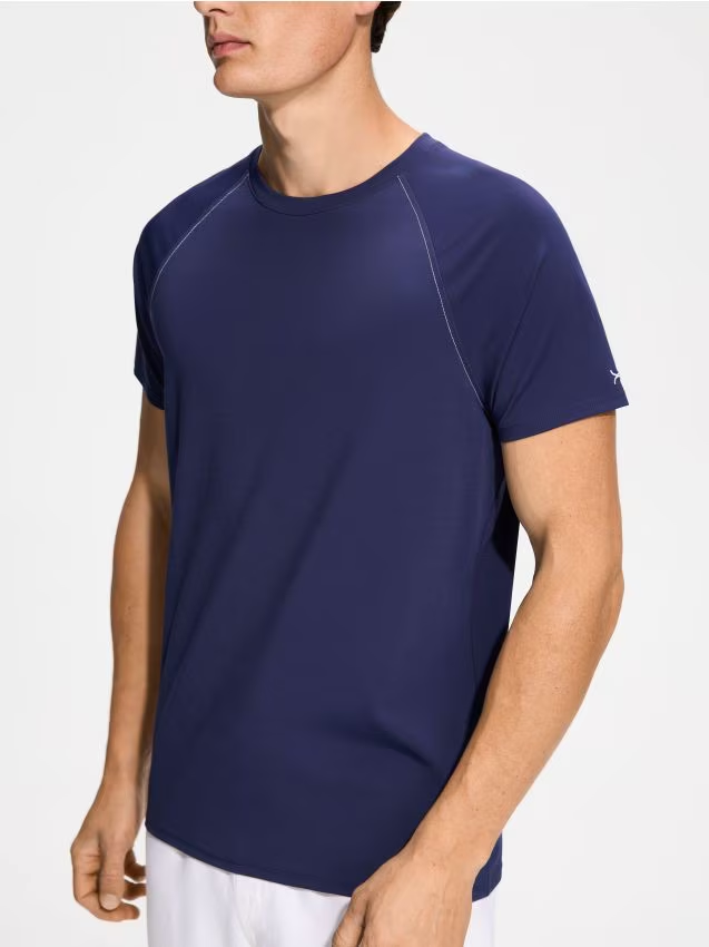 Reserved - T-shirt slim fit z wiskozą - granatowy