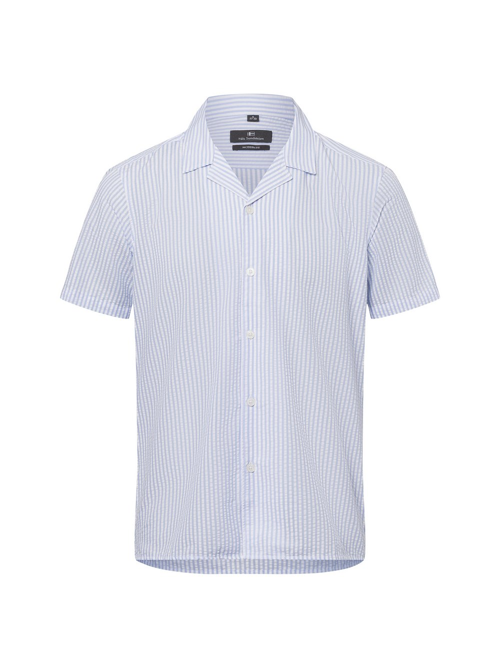 Nils Sundström Męska koszula casual Mężczyźni Modern Fit Bawełna niebieski|biały, L