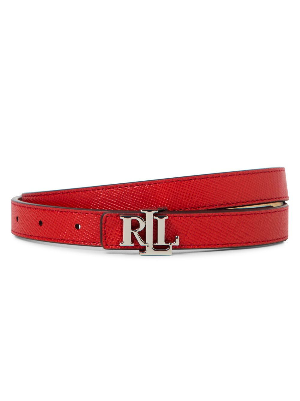 Lauren Ralph Lauren Damski dwustronny skórzany pasek Kobiety skóra czerwony, S