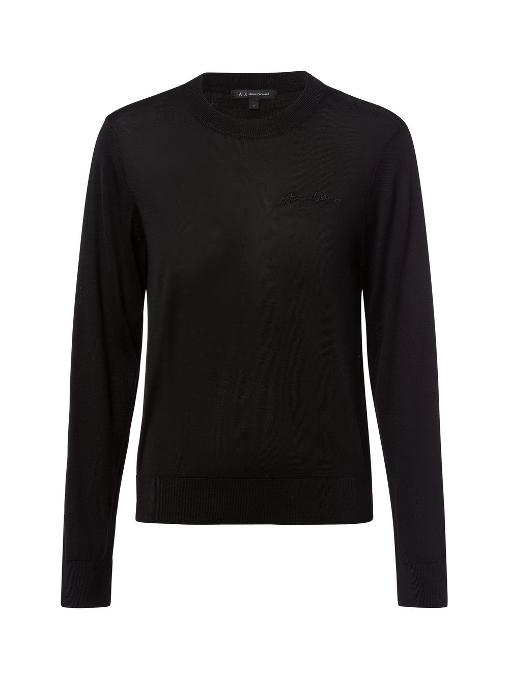 Armani Exchange Sweter damski Kobiety wełna ze strzyży czarny, XS