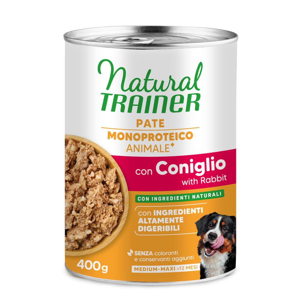 Natural Trainer Pate Monoproteico Medium & Maxi Adult - Królik i zboża pełnoziarniste, 400 g