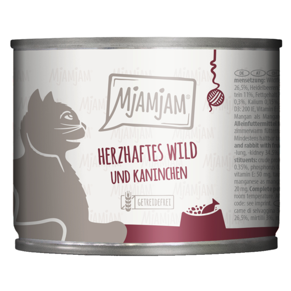 MjAMjAM, 6 x 200 g - Soczysta dziczyzna i królik z jagodami