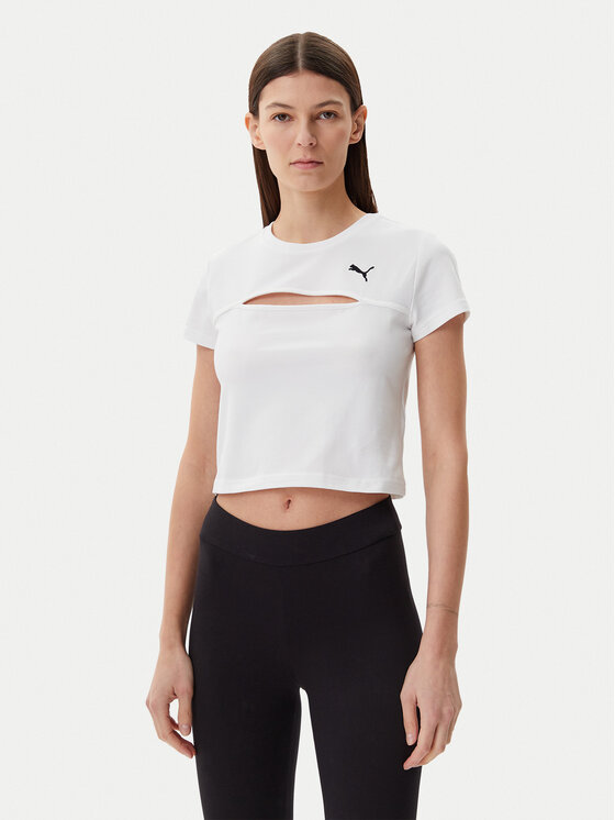 Puma T-Shirt Ess Cut-Out 631164 Biały Slim Fit