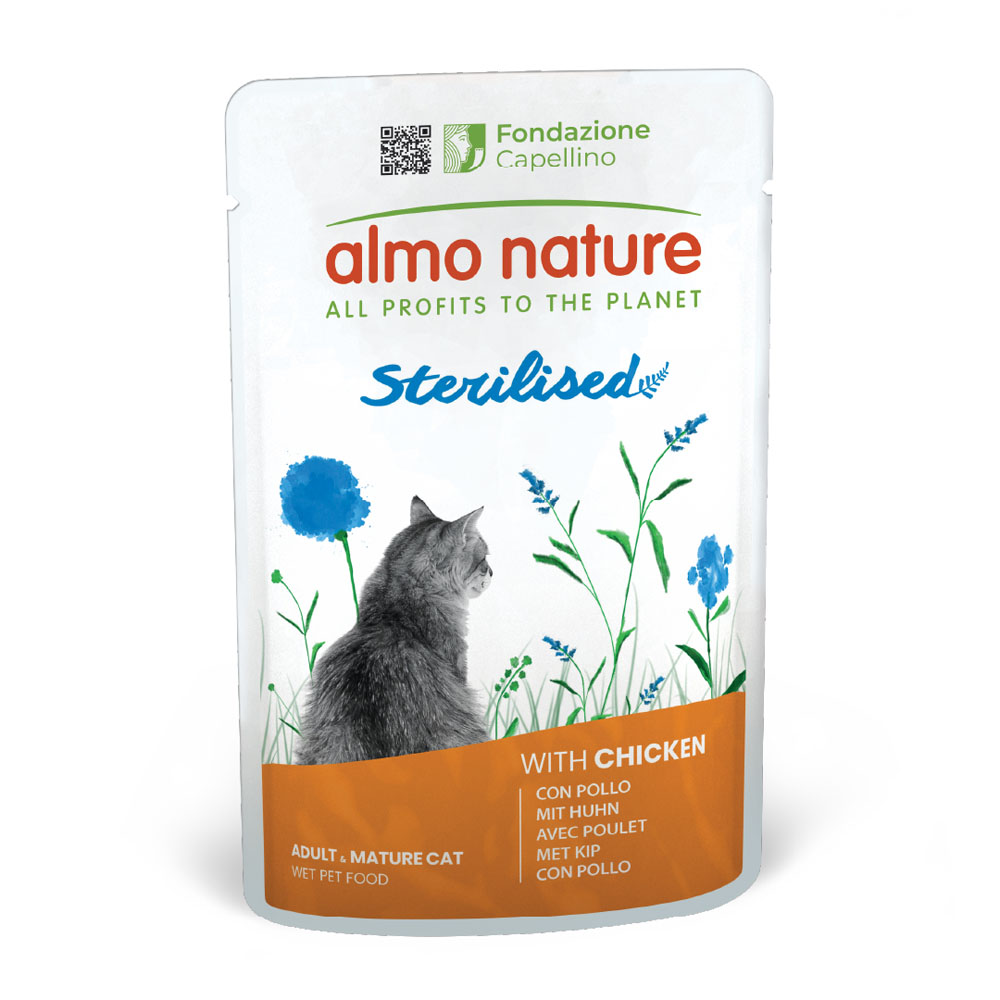 Megapakiet Almo Nature Holistic Sterilised, 24 x 70 g - Z kurczakiem