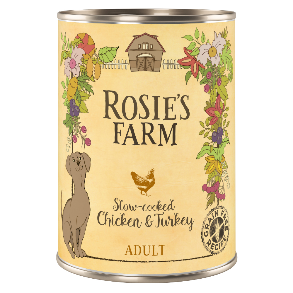 Megapakiet Rosie's Farm Adult, 24 x 400 g  - Kurczak i indyk