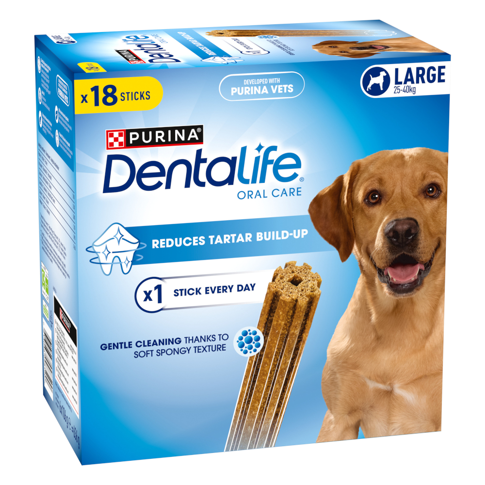 PURINA Dentalife, codzienna pielęgnacja zębów dla dużych psów - 18 sztuk (6 x 106 g)