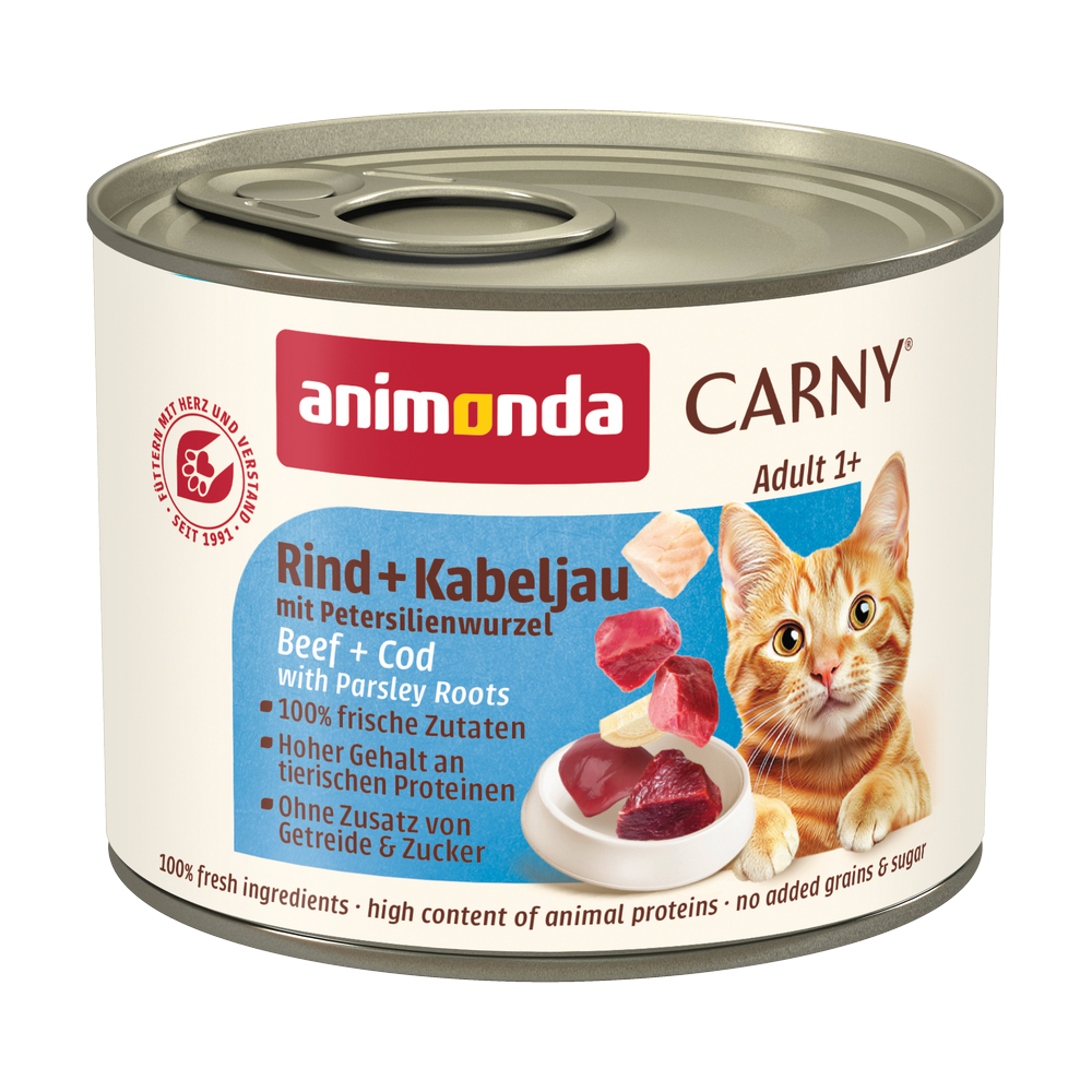 animonda Carny Adult, 6 x 200 g - Wołowina i dorsz z korzeniem pietruszki