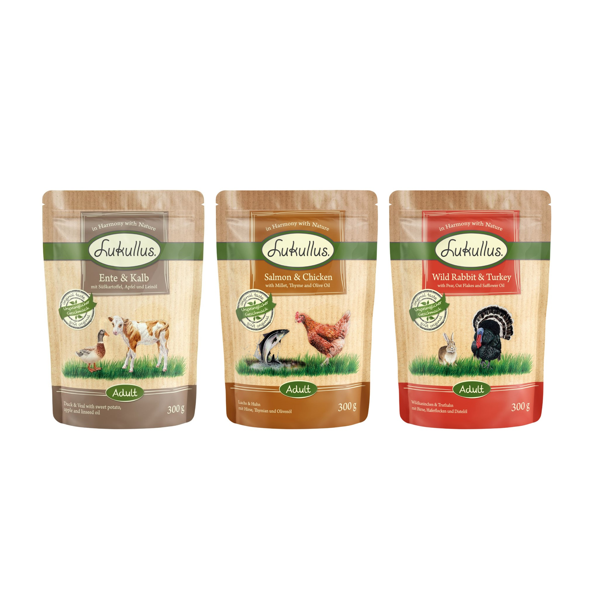 Megapakiet mieszany Lukullus Natural w saszetkach, 48 x 300 g - Pakiet "Naturkost"