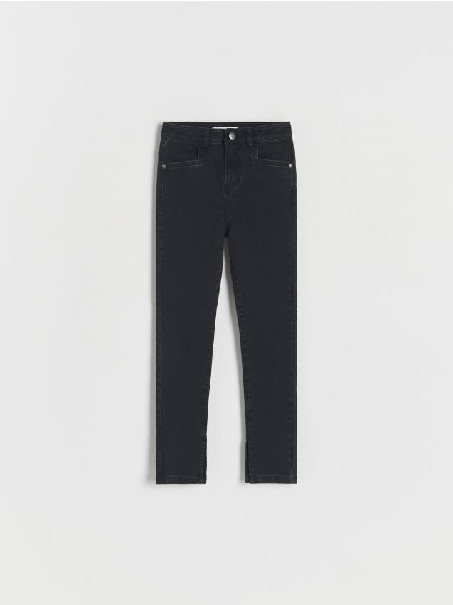 Reserved - Jeansy slim high waist - czarny miniaturka
