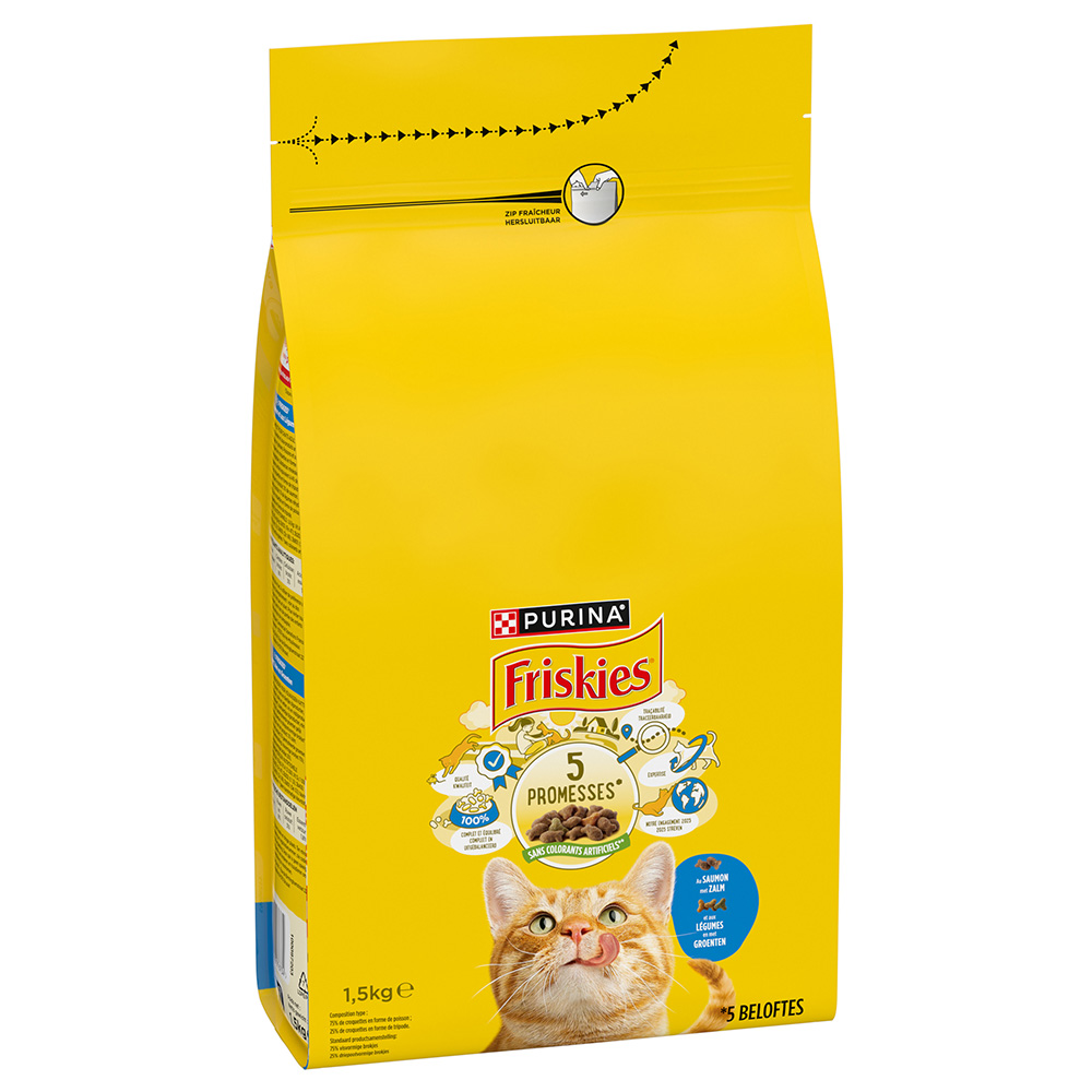 PURINA Friskies Adult Cat, łosoś i warzywa  - 3 x 1,5 kg