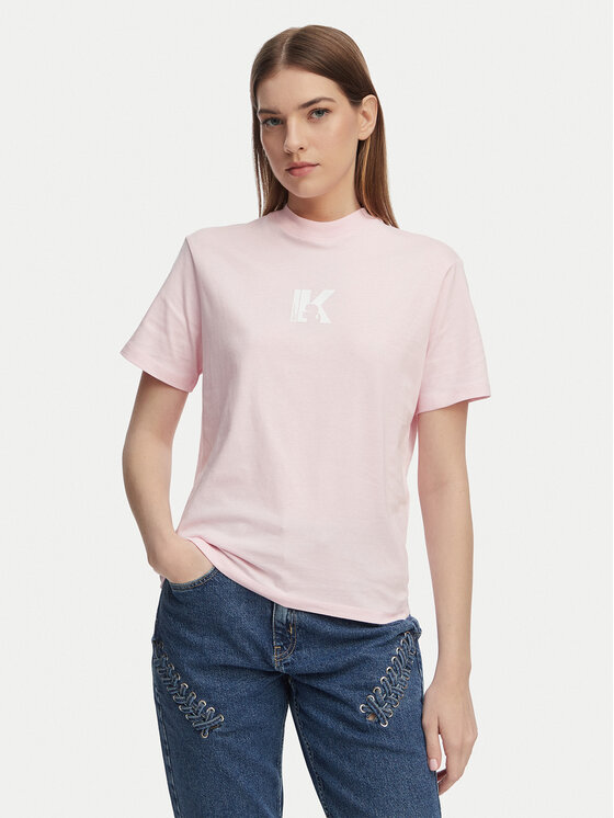 Karl Lagerfeld Jeans T-Shirt A1W17031 Różowy jasny Regular Fit