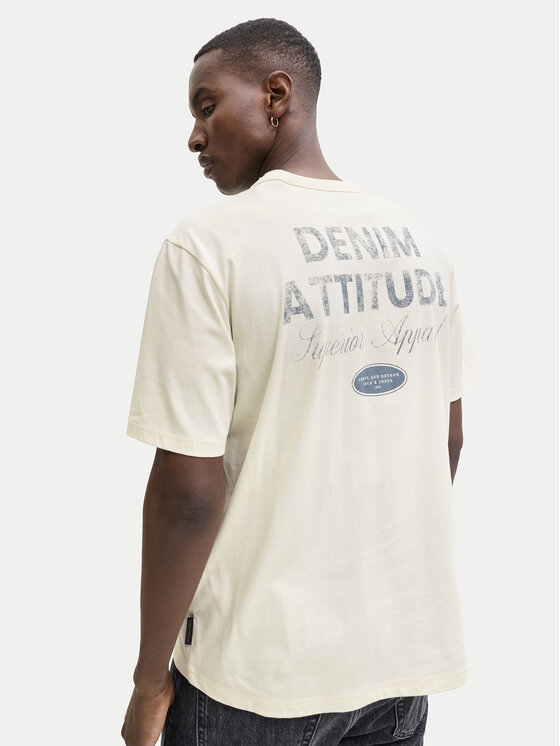Jack & Jones T-Shirt Edover 12288005 Écru Regular Fit