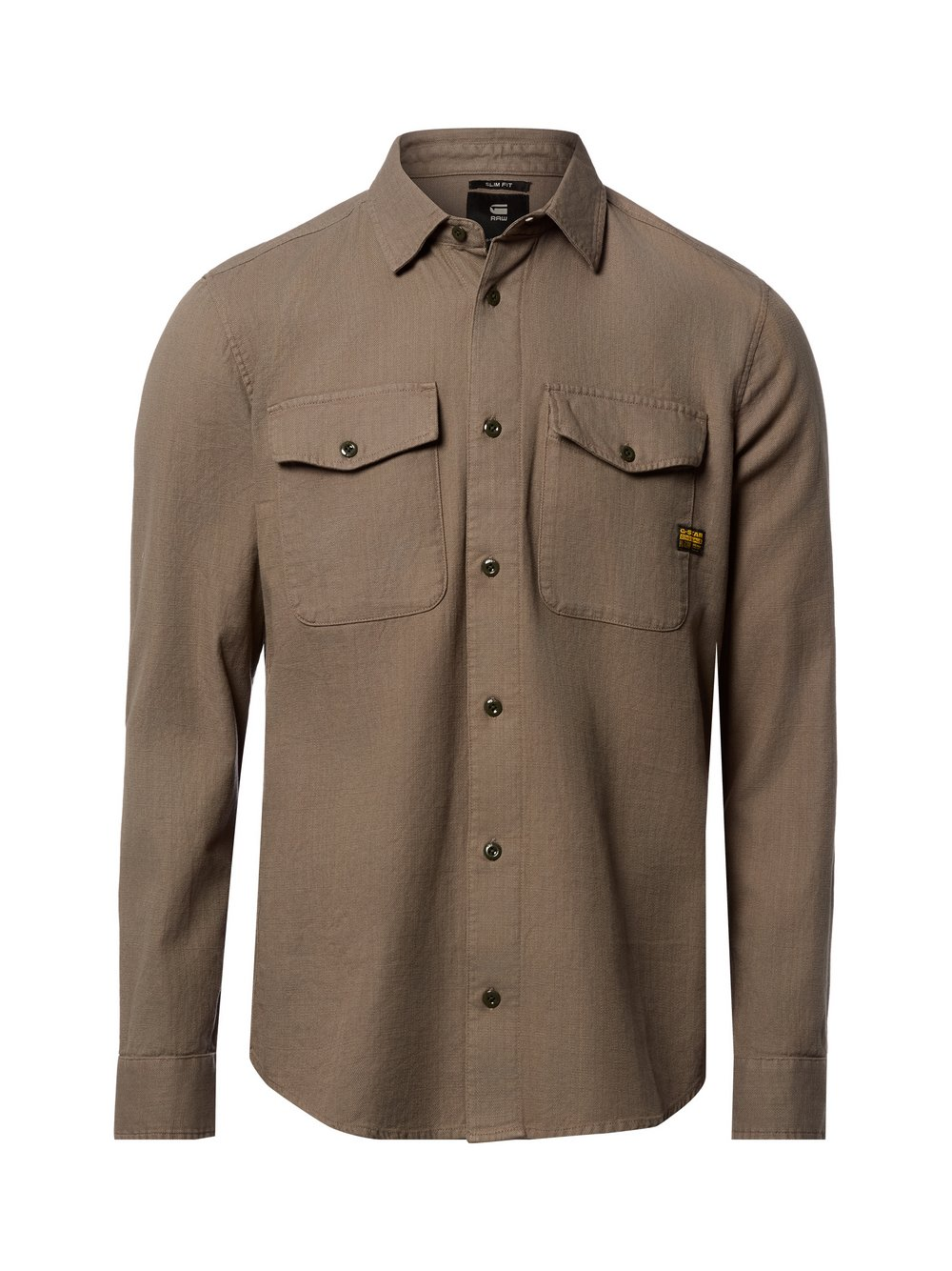 G-Star RAW Męska koszula casual Mężczyźni Slim Fit Bawełna brązowy, L