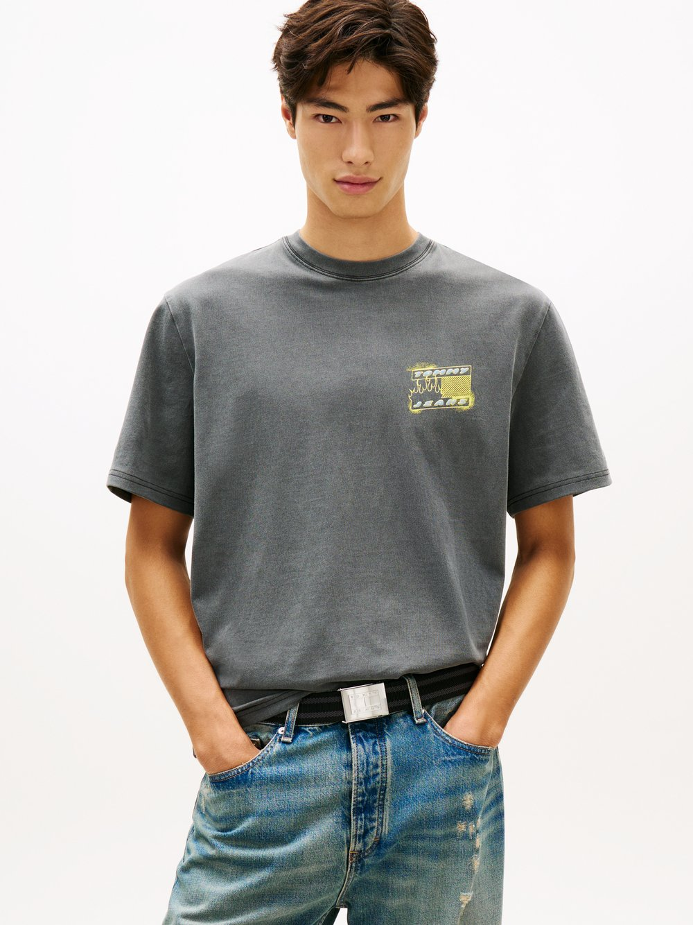 Tommy Jeans Koszulka męska Mężczyźni Bawełna (100%) szary, L