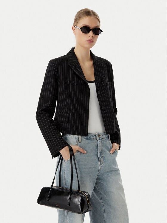 Calvin Klein Torebka Foil Logo Glossy Bauletto LV04F3638G Czarny