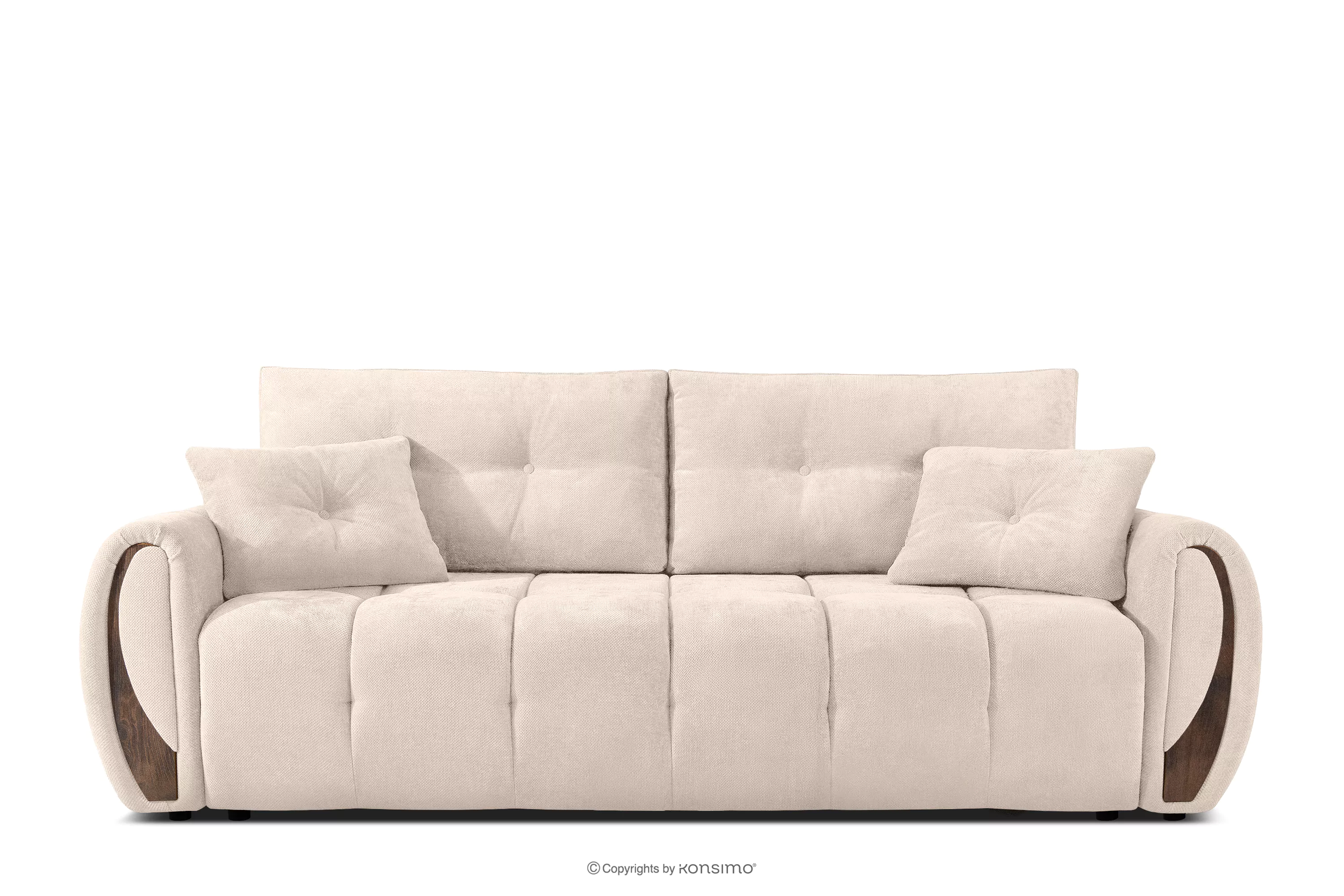 Sofa trzyosobowa z pikowaniem w tkaninie plecionej ecru NILO