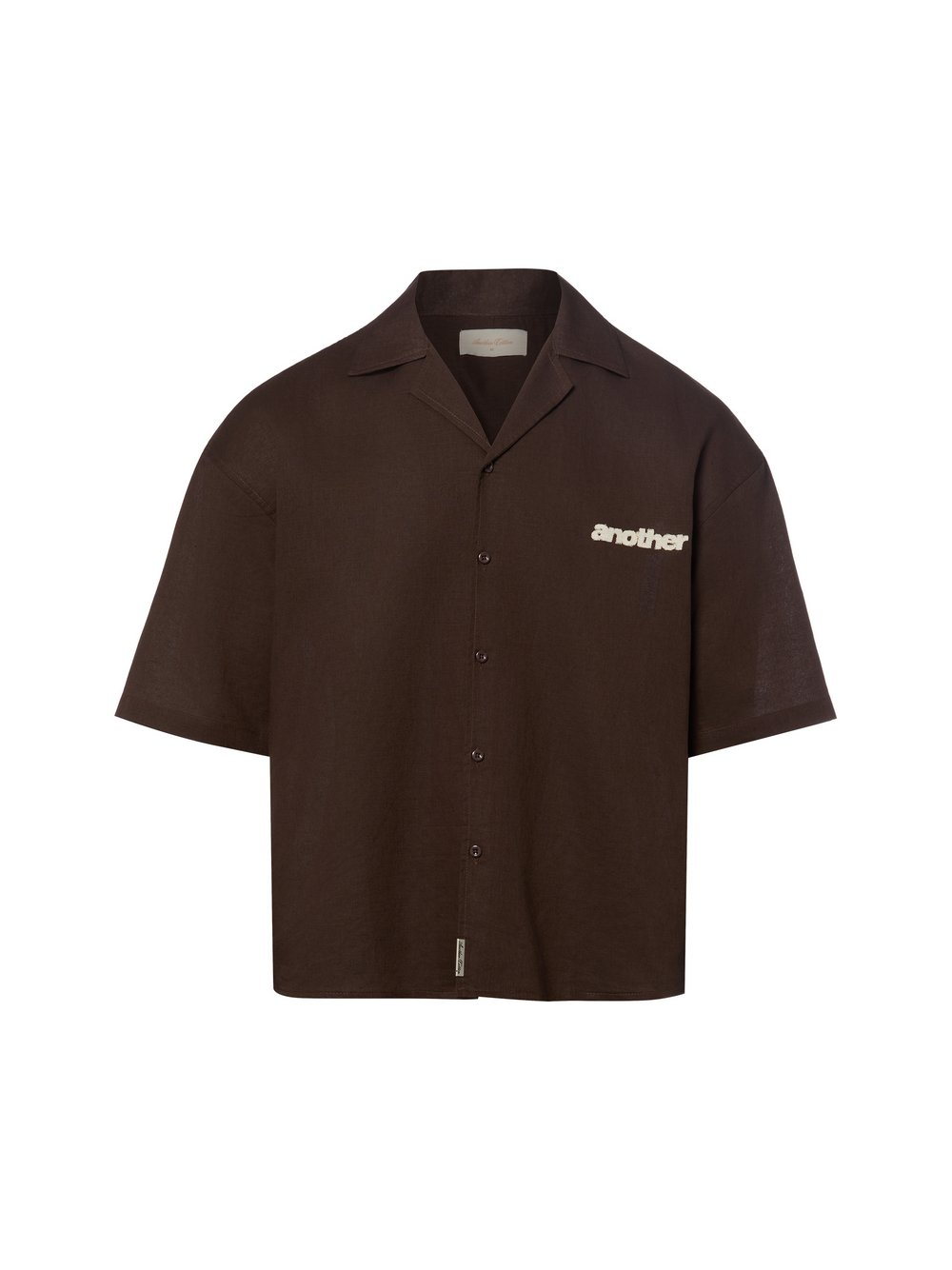 Another Cotton Lab Męska koszula lniana Mężczyźni Comfort Fit len brązowy, XL