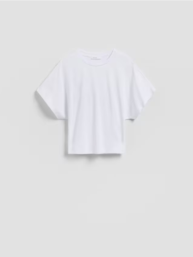 Reserved - T-shirt z modalem - złamana biel