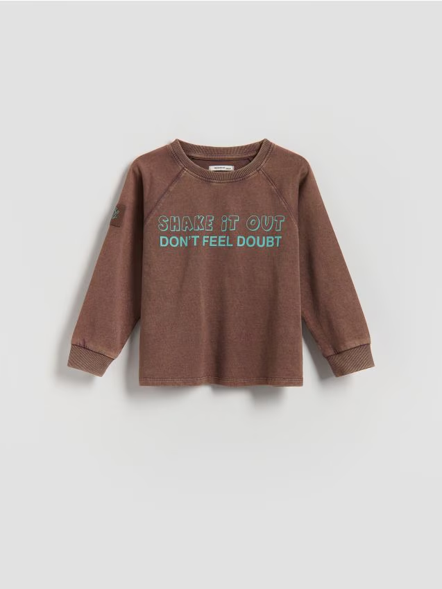 Reserved - Longsleeve z nadrukiem - ciemnofioletowy